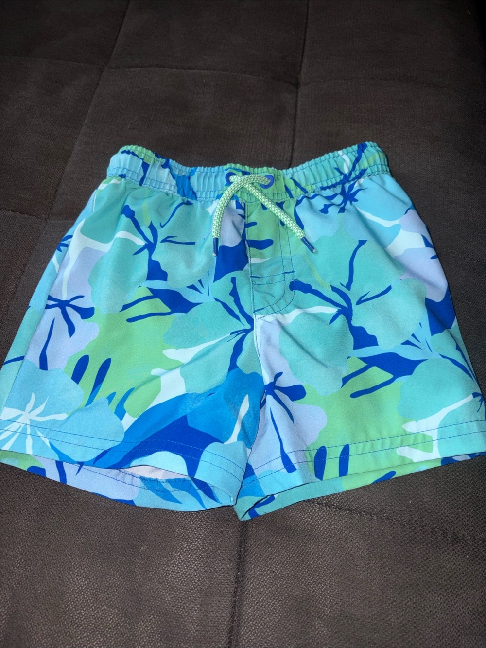 Boys Blue & Green Floral Swim Shorts